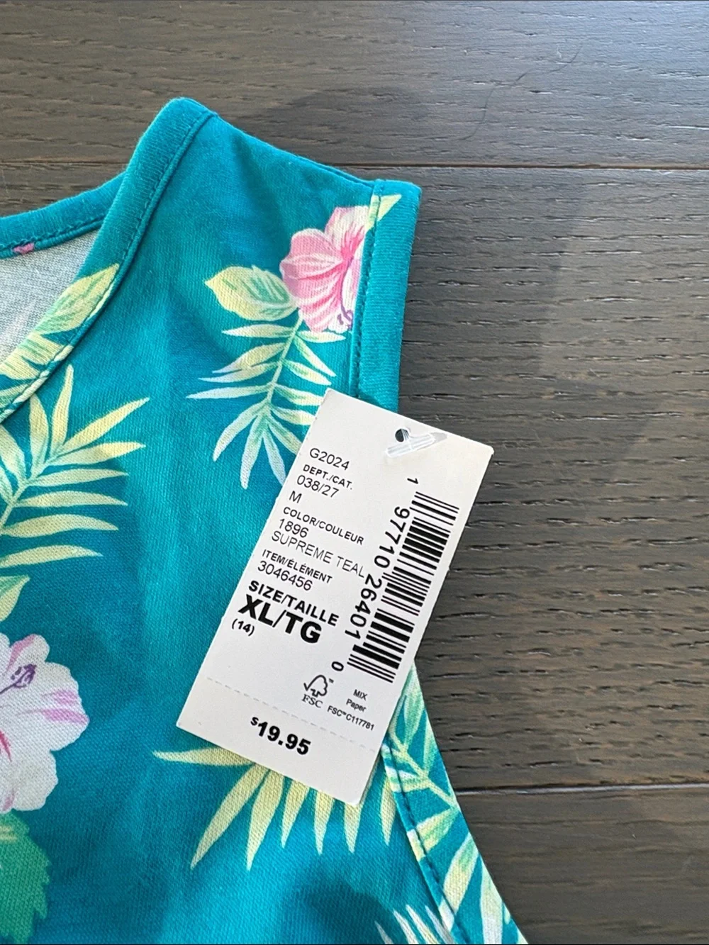 The Children's Place Teal Tropical Floral Sleeveless Dress XL / TG 14